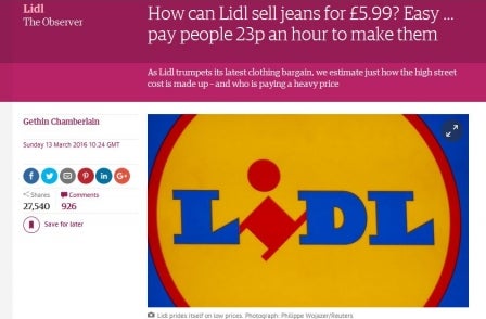 Dutch fashion website takes down £5.99 Lidl jeans piece after plagiarism complaint from Observer writer